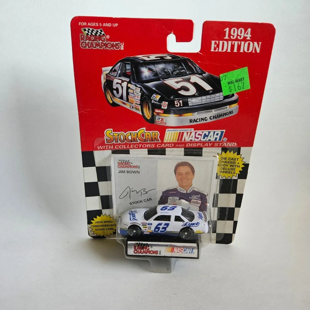 Racing Champions 1994 NASCAR Jim Bown 63 Lysol Stock Car 1:64 Diecast with Card